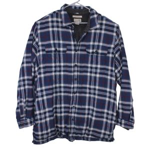LL Bean Mens Traditional Fit Fleece Lined Blue Flannel Shirt Jacket Sz XXL Tall